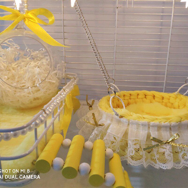 仓鼠编织吊篮蜜袋鼯吊床金丝熊秋千刺猬摇篮窝仓鼠用品基础笼平台