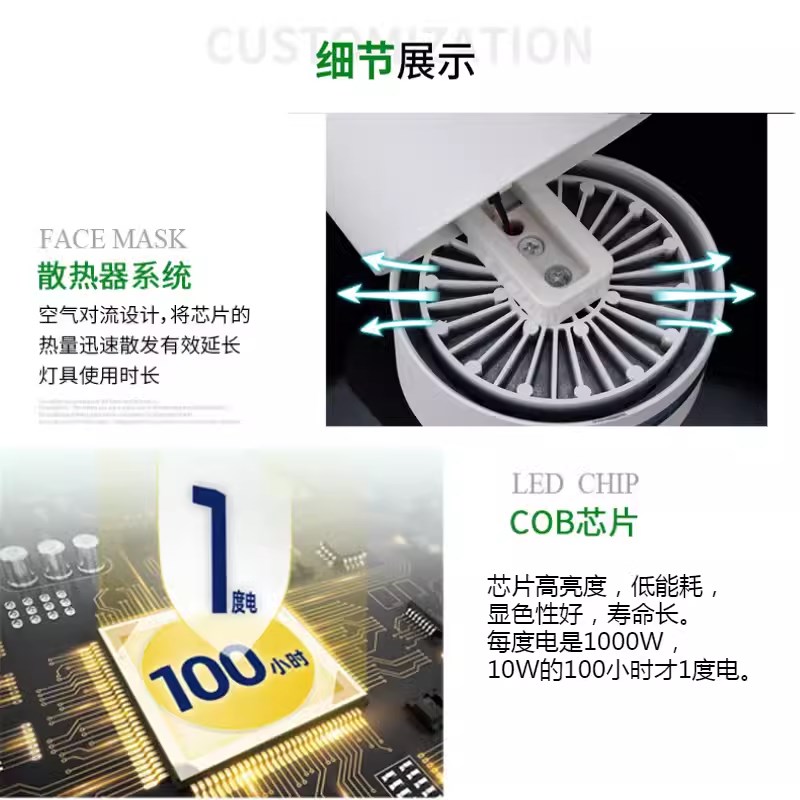 植物补光灯 家用室内雨林缸灯全光谱LED射灯彷太阳光照绿植生长灯