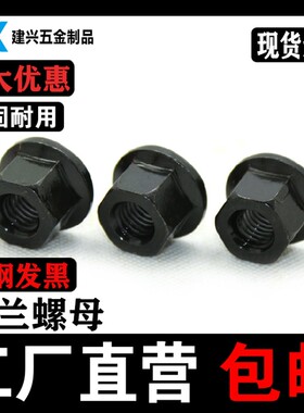 法兰带垫螺帽 六角高螺母 黑 压板l螺母 M10-M16-M18M22M24M30