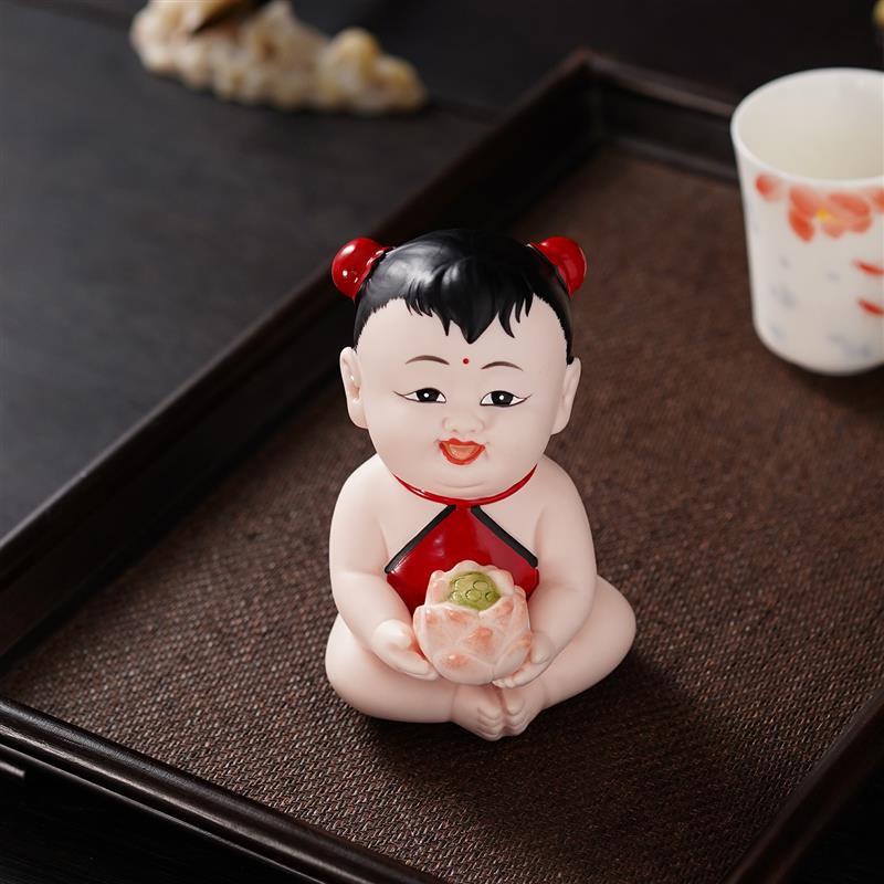 德化陶瓷娃娃桌面摆件早生贵子金童玉女福娃婚庆装饰礼品工艺品