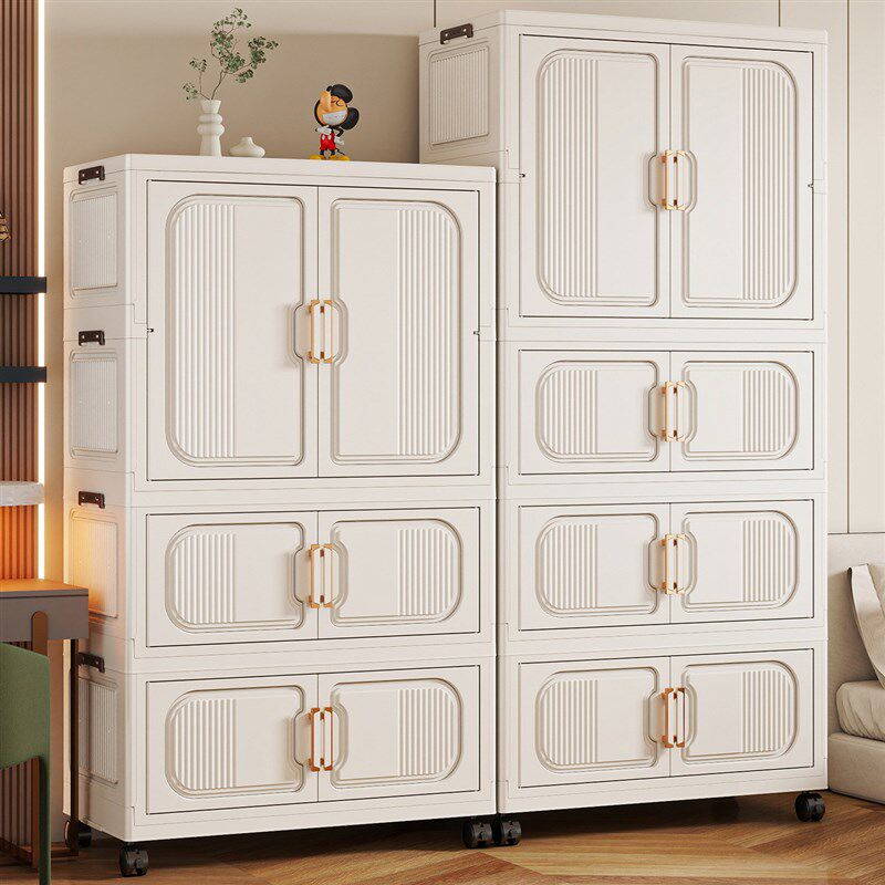 家用折叠储物柜客厅多层收纳柜带轮免安装儿童衣柜卧室宝宝小衣橱