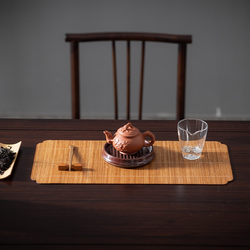 竹茶席小竹席防水茶席竹茶帘餐垫茶杯垫壶垫茶道配件桌旗 隔热垫