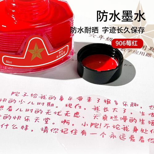 国货鸵鸟墨水905彩色钢笔用黑蓝黑非碳素香味不堵笔学生硬笔练字9