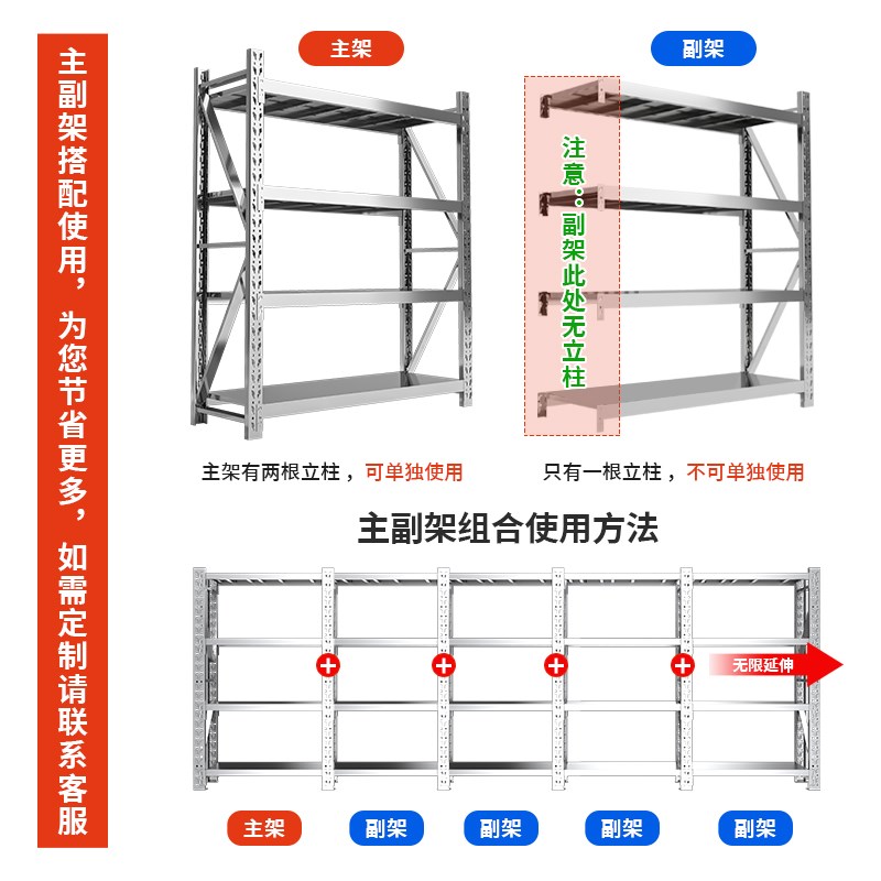 厨房304不锈钢重型货架置物架家用多功能五层收纳架子微波炉商用