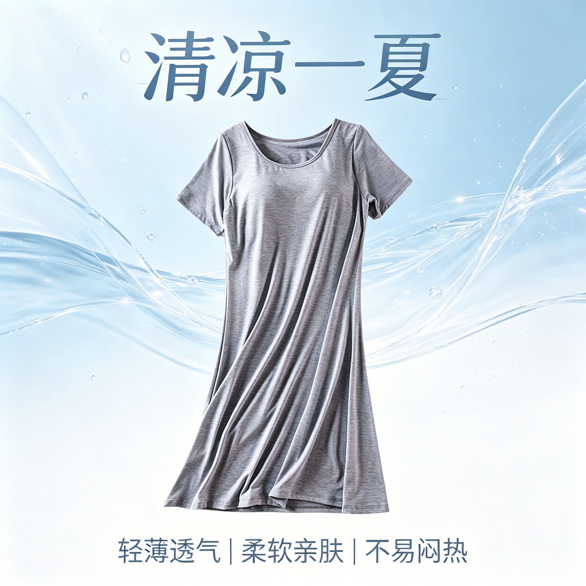 莫代尔透气宽松灰色短袖T恤女夏