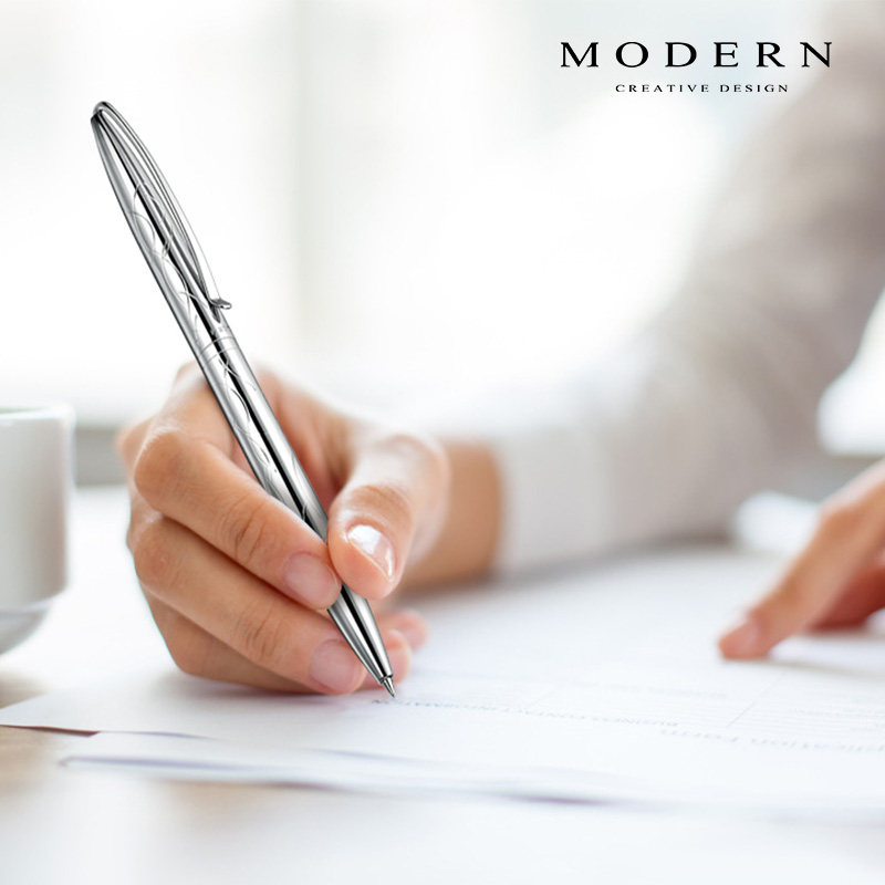 MODERN中性笔商务金属笔杆水笔0.5签字笔学生书写宝珠笔个性刻字