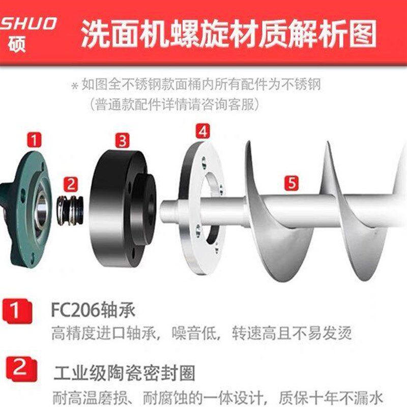 全自动商用和面洗面一体机凉皮机双螺旋面浆机小型不锈钢洗面筋机