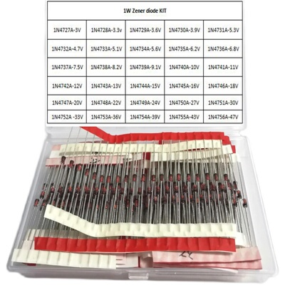 30种600个1W齐纳晶体玻璃稳压二极管1N4727(3V0)-4756A(47V)套装