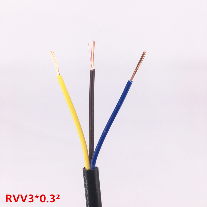 金环球电缆信号线RVV3芯0.3/0.5/0.75/1平方软护套线控制线电源线