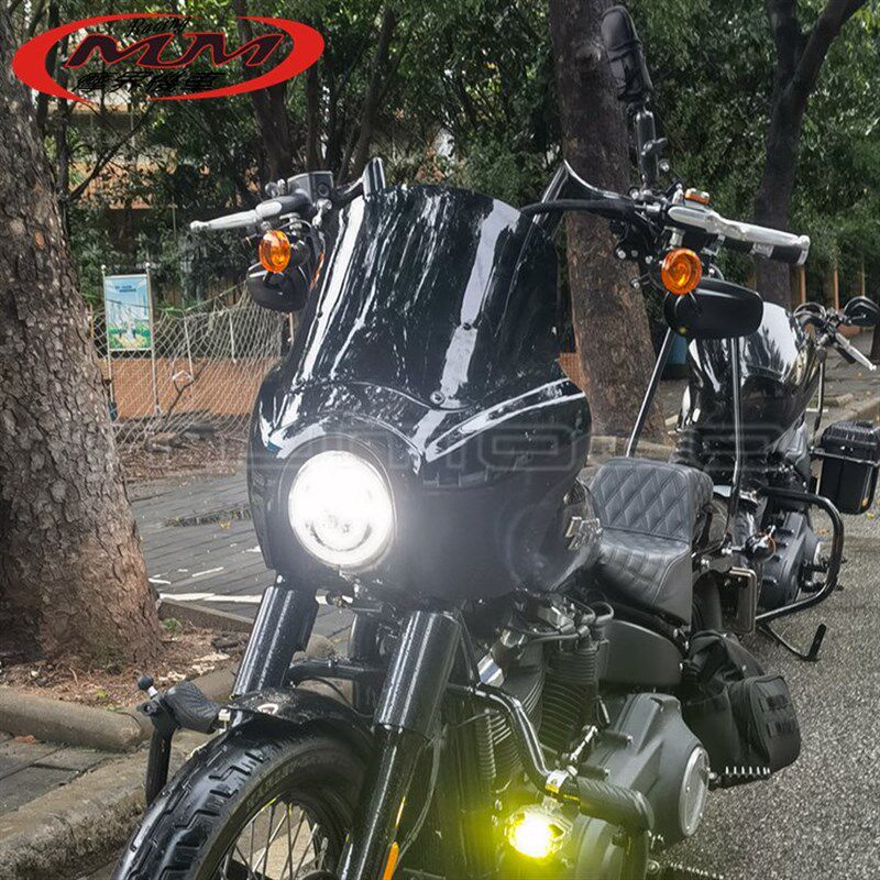 摩托车改装配件适用哈雷HD DYNA FXR 整流罩挡风玻璃猪头罩导流罩