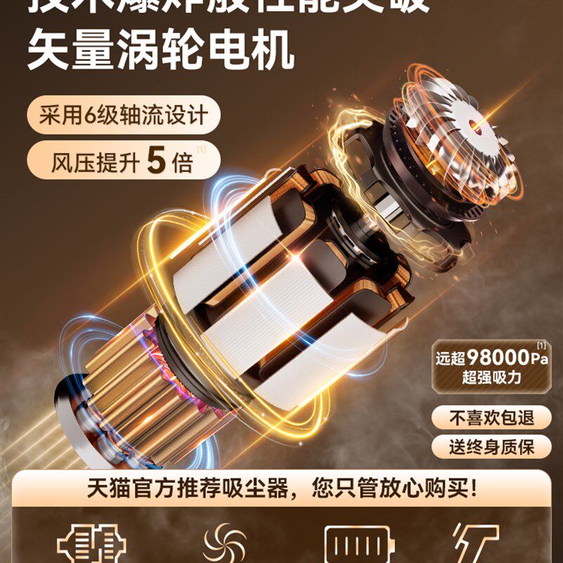 无线吸尘器家用大吸力小型车载充电手持式床上桌面车用超强力迷你