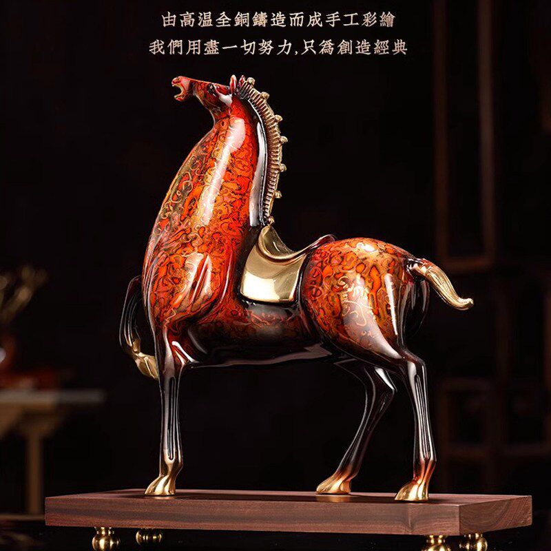 非遗大漆马到成功铜马摆件客厅玄关办公室装饰工艺品公司开业礼物