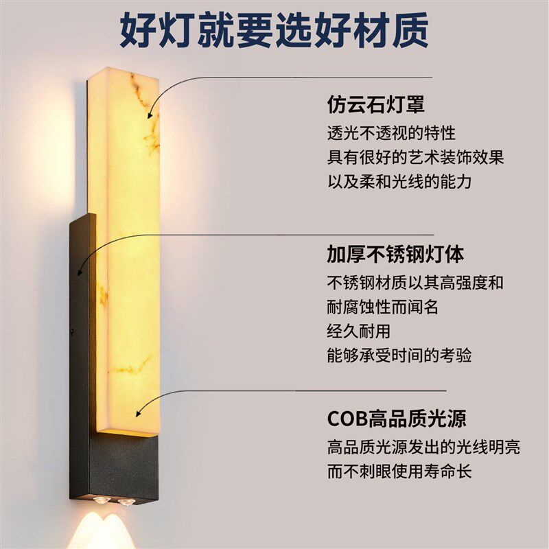 现代简约室外阳台外墙别墅大门口户外防水壁灯轻奢不锈钢云石壁灯