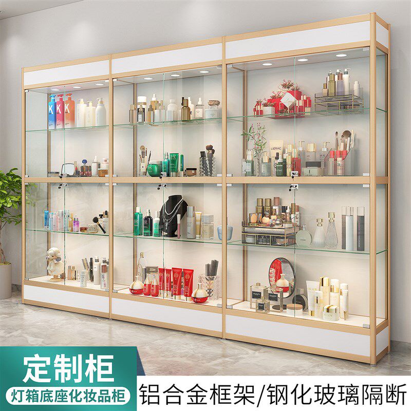 美容院化妆品展示架美甲油玻璃展示柜护肤品理发店养生馆柜子新款