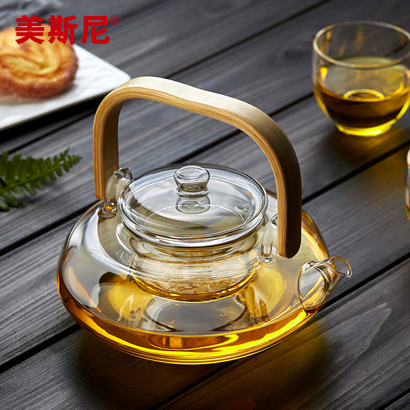 美斯尼玻璃茶壶耐高温烧水壶过滤泡茶壶茶具套装家用电陶炉煮茶器