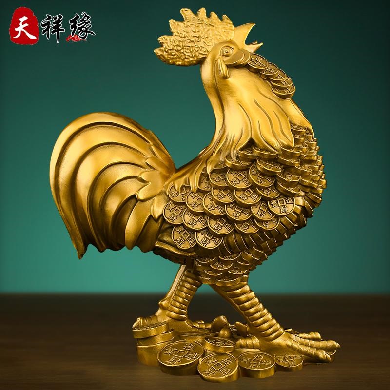 铜鸡摆件纯黄铜公鸡工艺品家居装饰品十二生肖招财金鸡吉祥物摆设