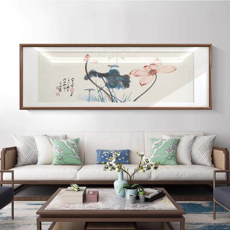 荷花图水墨画张大千齐白石国画作品莲花卧室新中式客厅装饰画挂画