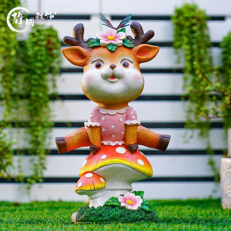 幼儿园可爱卡通梅花鹿动物造型花盆户外花园庭院装饰摆件造景布置