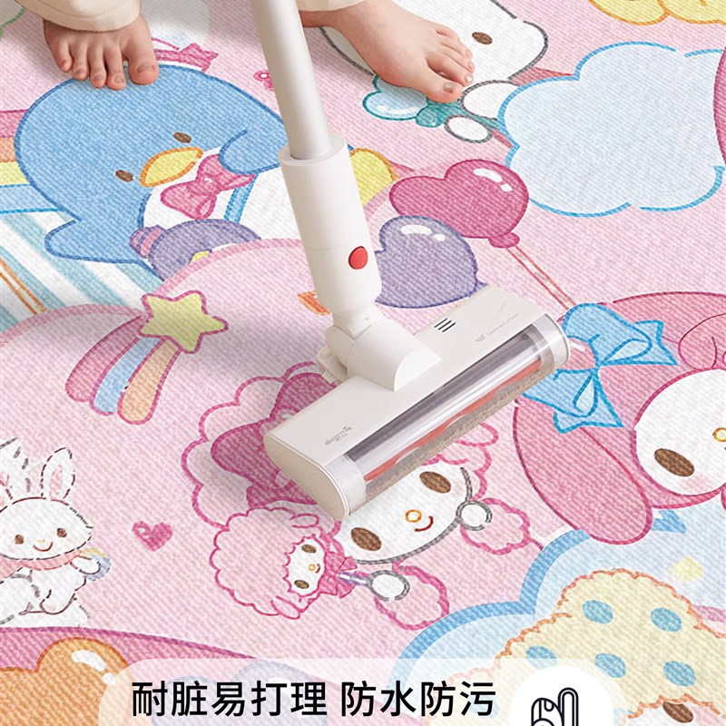 儿童房地毯客厅免洗防水爬爬垫粉色儿童地垫女孩卧室防滑游戏垫子
