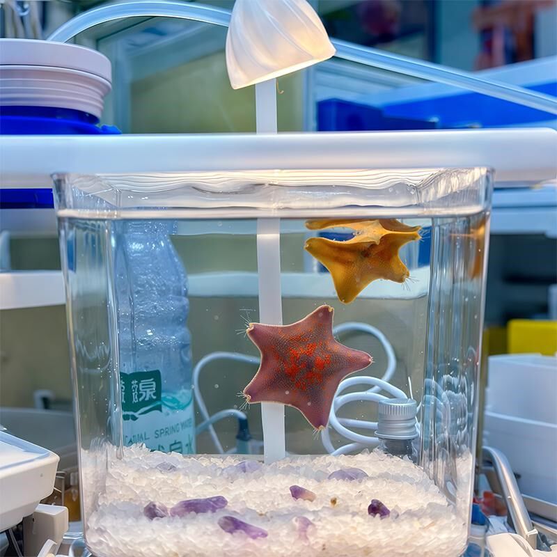 斗鱼海星适用缸网红创意造景玻璃缸桌面观赏小夜灯装饰生态养鱼缸