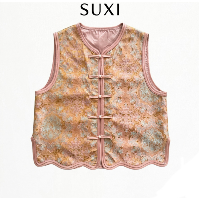 锦马迎春新中式提花开衫马甲