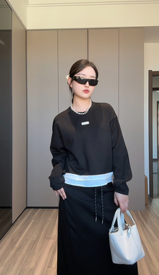 2026秋冬新款韩版时尚气质百搭显瘦长袖卫衣半身裙套装女7703