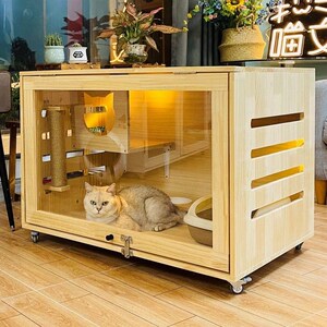 猫别墅实木豪华猫猫舍窝猫笼具猫展示柜猫清仓笼猫一体宠物笼繁育