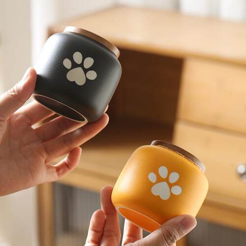 陶瓷宠物骨灰盒小宠物猫狗殡葬用品储存密封罐跨境可定制图文