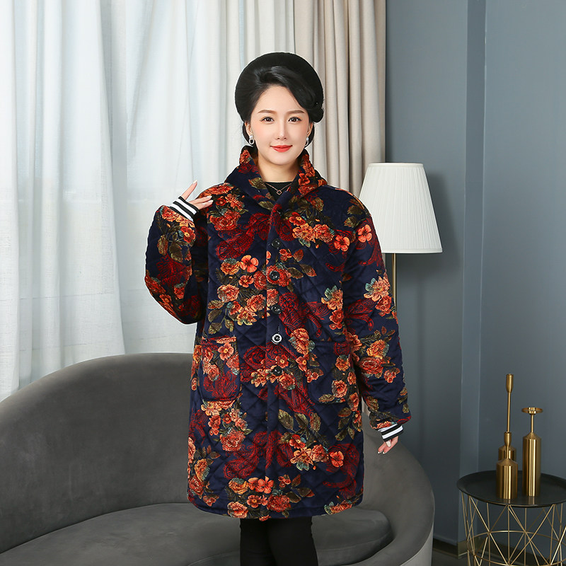 胖妈妈棉袄罩衣加绒加厚工作服围裙中老年人女冬加肥加大码300斤