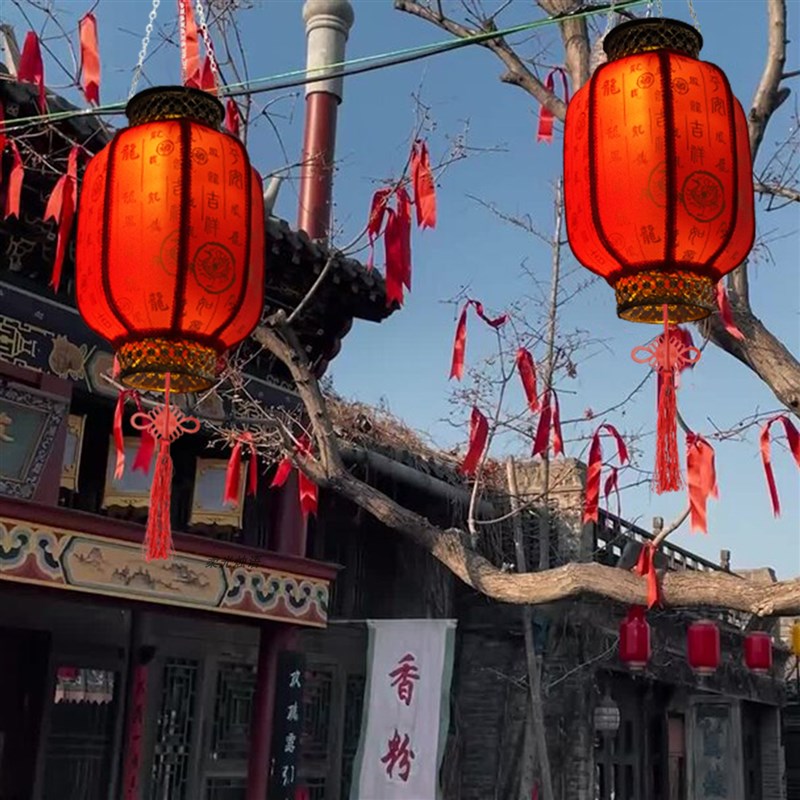 春节过年太阳能灯福字灯笼阳台庭院农村大门口装饰红色灯笼自动亮