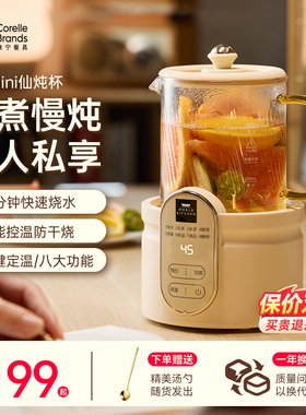 康宁迷你养生壶mini小型办公室一人全纯玻璃电炖杯养生杯煮茶壶