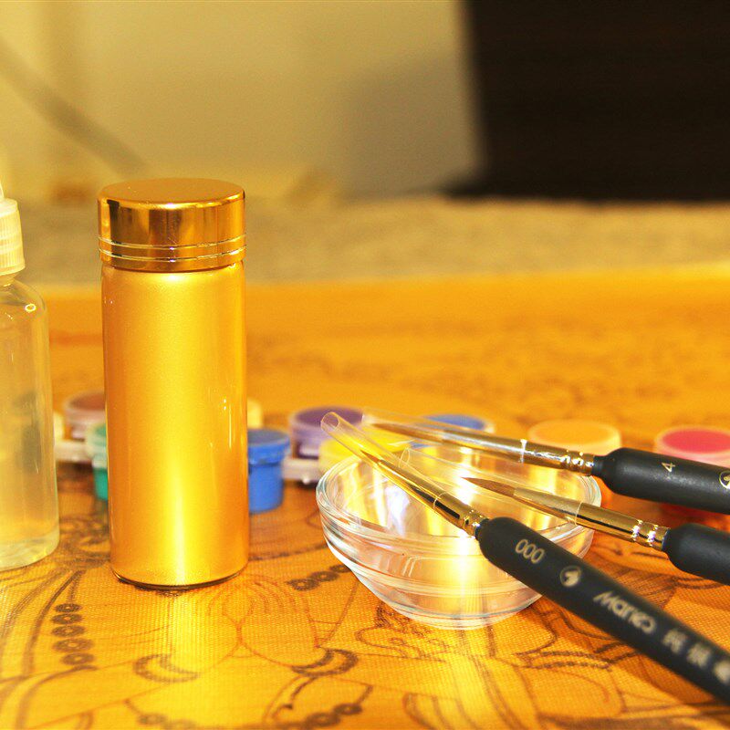 唐卡描金工具组含超亮金粉与勾线笔 彩色描金艺术创作用套装