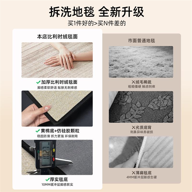 2026新款意式极简地毯客厅卧室床边毯家用轻奢高级地垫可拆洗隔音