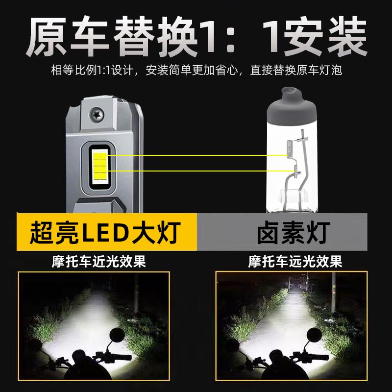 LED直插式摩托车大灯 H4 H7远近光灯泡 防水IP68等级车灯