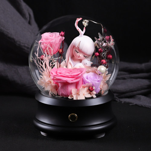 黑色永生花黑玫瑰干花黑色真花花束摆件送男女朋友生日礼物黑骑士