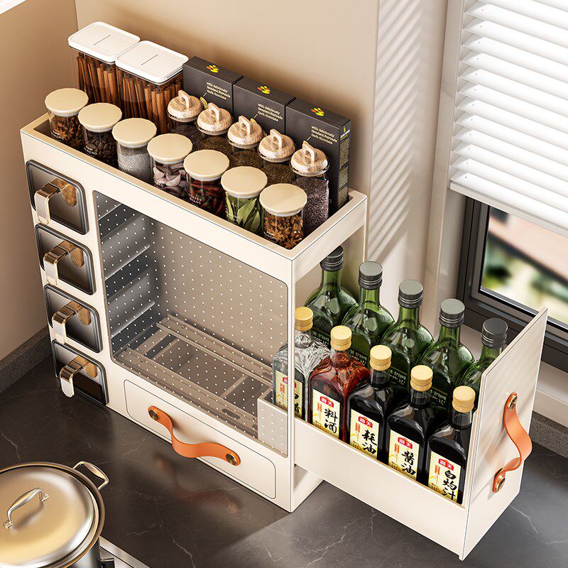 抽拉式厨房调料品置物架多功能调味料收纳柜子超窄调味盒2025新款