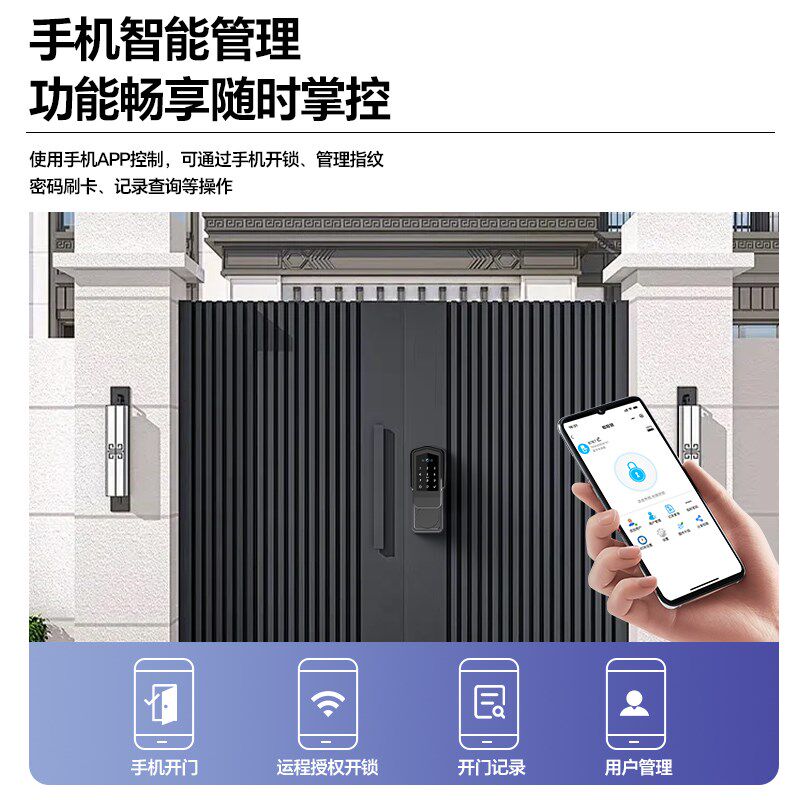 老式防盗门改智能锁铁门指纹锁人脸识别庭院密码锁大门牛头锁防水