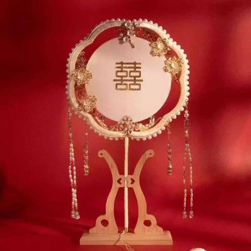 新娘团扇diy闺蜜礼物扇子中式粉色秀禾扇高级感婚礼出嫁手工成品