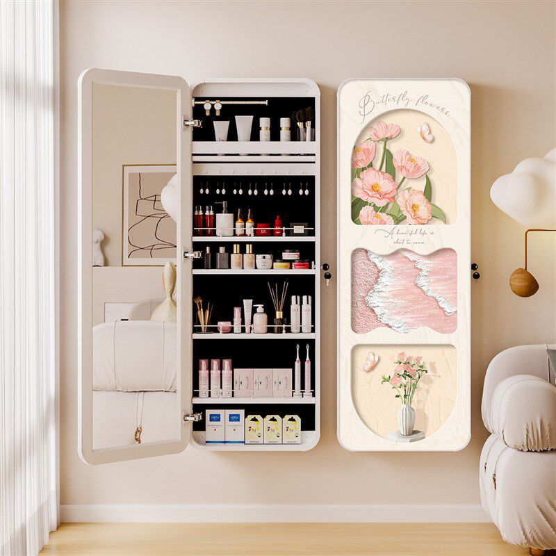 装饰画储物柜暗藏式穿衣镜壁挂式玄关挂画卧室化妆品收纳柜全身镜