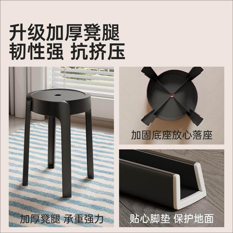 家用塑料凳子加厚可叠放胶凳圆凳结实耐用待客备用凳2026新款圆凳
