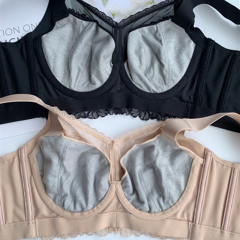 全罩杯软钢圈文胸大胸显小内衣女收副乳聚拢缩胸防下垂薄款六排扣