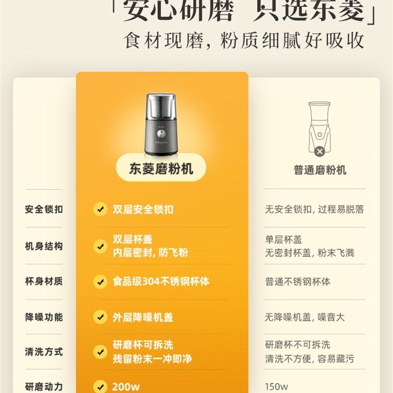 东菱9701电动咖啡豆研磨机全自动咖啡豆研磨机家用研磨机便携式研