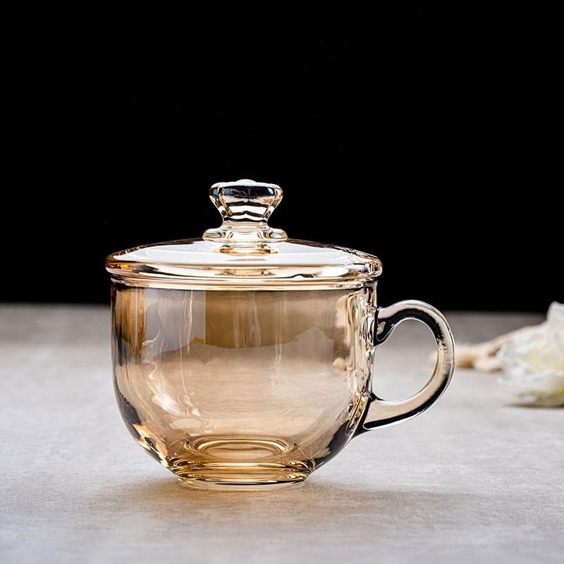 耐高温玻璃杯家用燕麦片牛奶早餐杯带盖勺碗耐热防爆大容量杯子