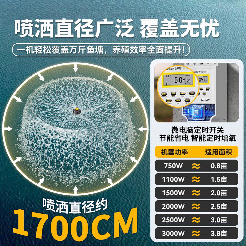 鱼塘增氧机220v大功率循环水泵全自动增氧气泵鱼塘专用排灌浮水泵