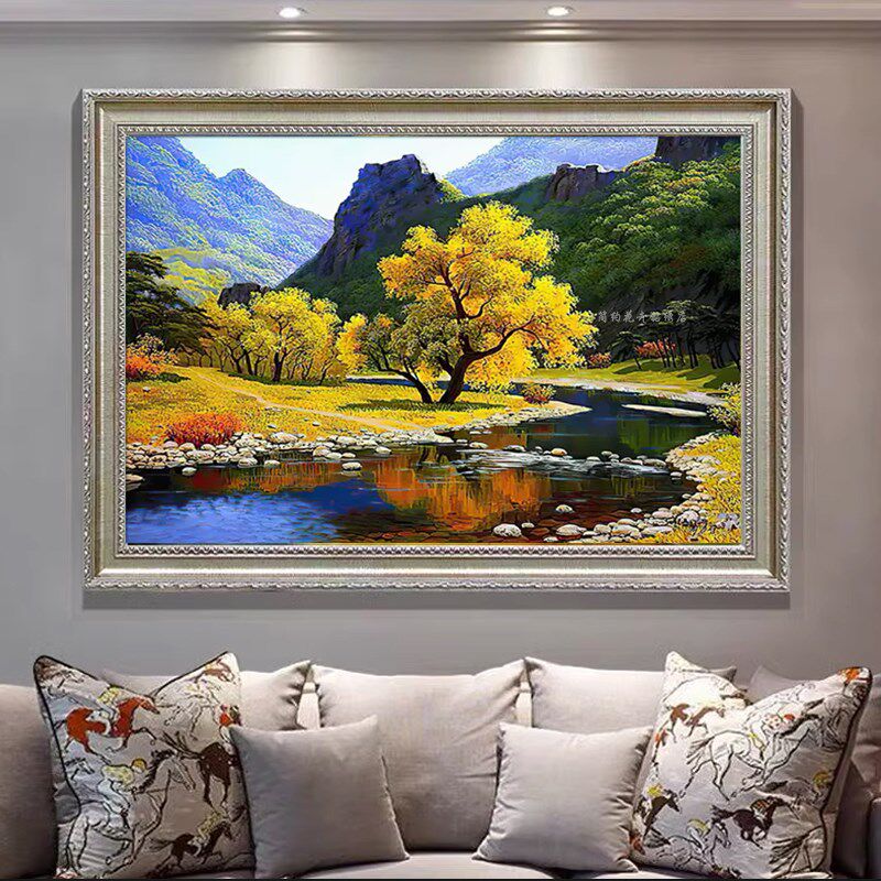 璀璨金秋欧式5d钻石画新款客厅卧室满钻山水风景画贴钻十字绣线绣