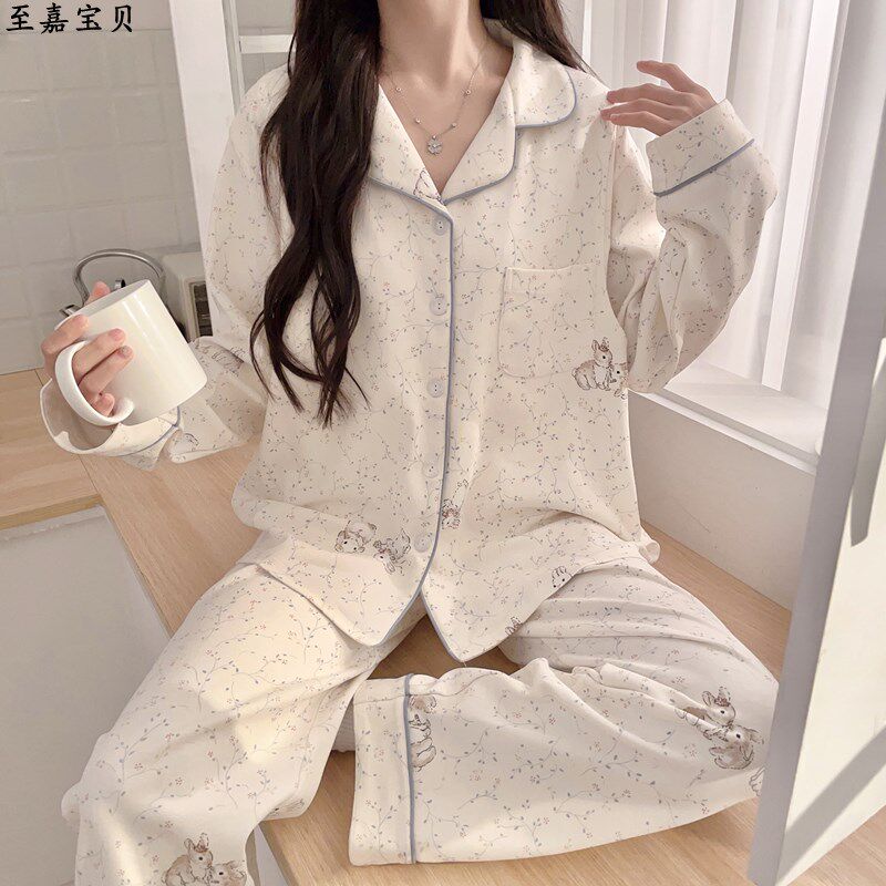 带胸垫月子服夏款产后喂奶孕妇睡衣女春秋产妇待产哺乳期怀孕套装