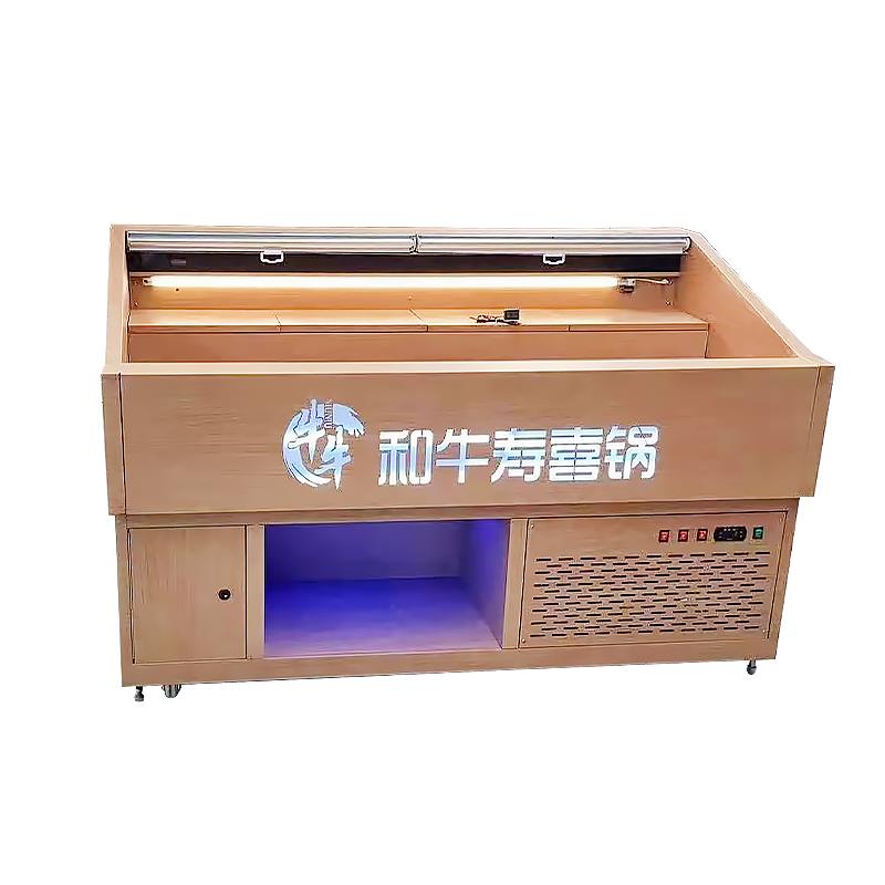 商用海鲜冰台不锈钢冰鲜台明档饭店冷冻冷藏展示柜水果捞点菜柜