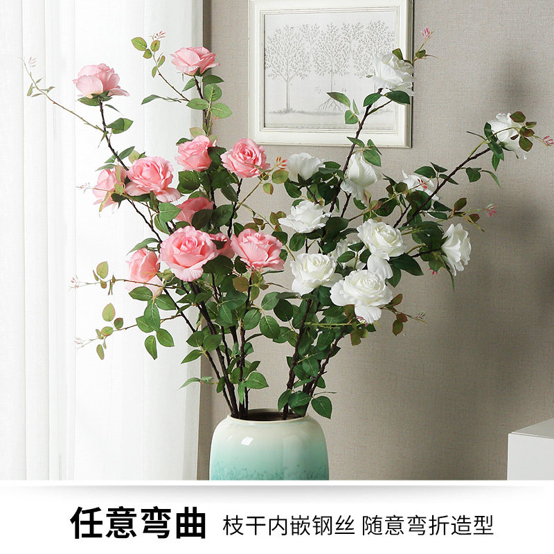 玫瑰花束假花仿真花装饰花客厅摆设绢花插花家居落地防真花室内大