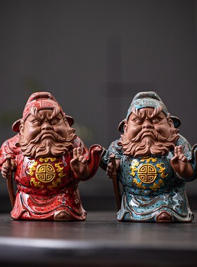 历史人物紫砂陶瓷钟馗摆件创意家居客厅玄关电视柜桌面装饰品摆设