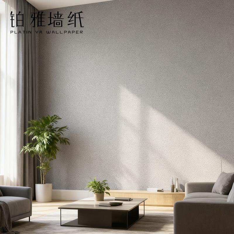 北欧简约纯素色绿色pvc原木亚麻布纹墙纸客厅卧室民宿背景墙壁纸